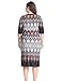 Chicwe Women's Plus Size Printed Zipped V Neck Border Dress - Knee Length Casual and Work Dress 18