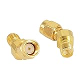 RP SMA Male to RP SMA Female 45 Degree Antenna Adapter Gold Plated Connector for FPV Race RX5808 Fatshark Goggles Pack of 2