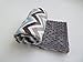 Personalize Double Minky Baby Blanket - Baby Blue/ Gray/White Chevron Minky Front, You Choose SOLID COLOR minky