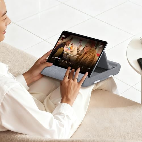 CreaDream Tablet Stand, Knee Stand, Bed and Desk Stand with Pocket and Stylus Holder, for 4-13 Inch Tablets, such as iPad Pro 11, 13, Air, Mini, Kindle, Galaxy Tab, Grey