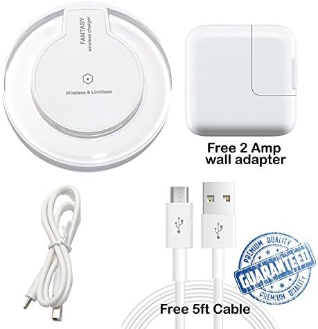 Wireless Charger for iPhone X, iPhone 8/ 8 Plus,Samsung Galaxy S8/S8 Plus,S7/S7 Edge,Note 8. Qual80 [Ultra Slim] Wireless Charging Pad - Free 2 Amp Wall Adapter &amp; 5ft cable included (White)