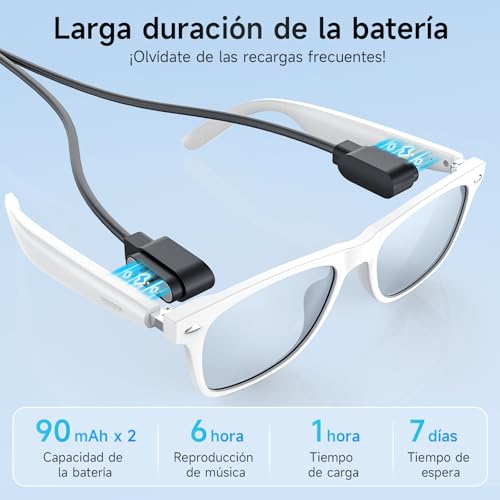 Gafas Inteligentes Sunvito con micrófono inalámbrico Bluetooth para música y Llamadas | Controles táctiles, Unisex | Protección UV