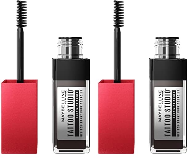 Maybelline Eyebrow Gel Tint, Waterproof and Smudge proof, Long-lasting Peel Off Tint, Semi Permanent Brow Gel, Tattoo Brow 36hr, Medium Brown (Pack of 2)