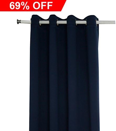 HOZY Blackout Curtains/Window Treatment Thermal Insulated Solid Grommet Drapes for Bedroom (Set of 1 Panel,52x63inch,Navy)