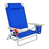 5 position Platinum Lay Flat Beach Chair - Extra Tall Back w/ Drink Holder