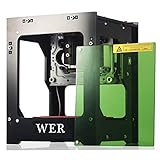 WER Laser Engraver Printer, Upgrated Version 1500mW Portable Household Art Craft DIY Mini Engraving Printing USB Wireless Bluetooth4.0 for iOS/Android/Windows PC with Alloy Shell Frame