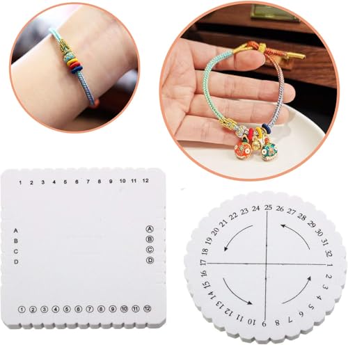 Wxinsheng Knitting Disc, 2 Pieces Braided Plate for Handmade Fabric, Braided Cord, Jewelry with Beads and DIY Projects (Round + Square)
