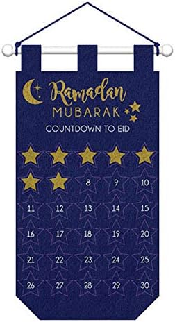 Ramadan 'Eid Mubarak' Deluxe Felt Countdown Hanging Sign w/Removable Stars (1ct)