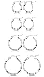 Jstyle Jewelry Women's Cute Small Hoop Earrings Stainless Steel 4 Pairs a Set