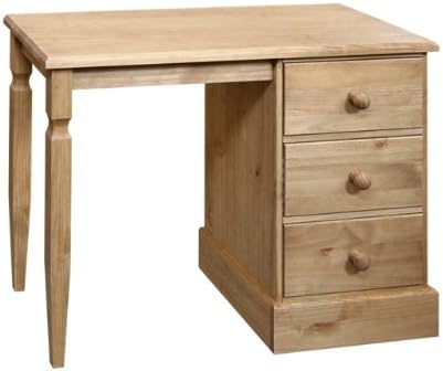 Cotswold Solid Pine Single Pedestal Dressing Table, Three Drawer Desk, Chest Drawers