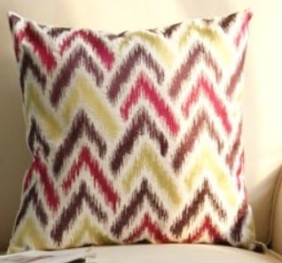 Rose Rose® Square Throw Pillow Covers 18 X 18 Inches, Vintage Ikat Zigzag Chevron Embroidered (Pink Gold Purple)