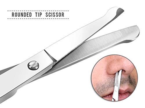 Premium Quality Multipurpose Facial Hair Scissor For Men - Mustache, Stainless Steel Pedicure Nail Scissor, Nose Hair And Beard Trimming Scissor, Eyebrows, Eyelashes And Ear hair Scissor (Pack Of 2)