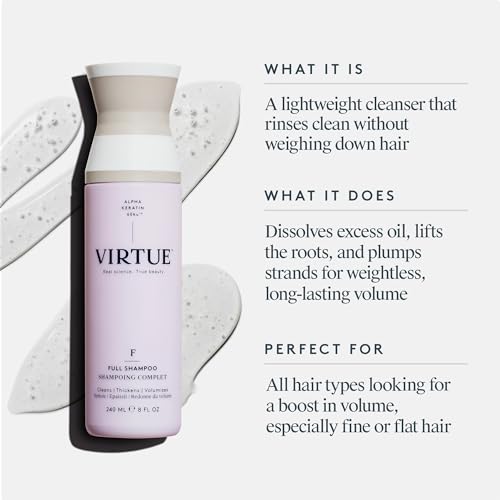 Virtue Full Sulfate Free Volumizing Shampoo Thickens Hair, Safe for All Hair Types, Color Safe