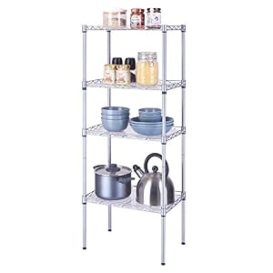 SINGAYE 4 Tier Shelf Adjustable Storage Shelf 350LBS Load Capacity Metal Storage Rack 17.32”L X 11.41”W X43.3” H