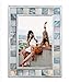 GIFTME 5 Silver Plate Picture Frame 4x6 Mother of Pearl 4 by 6 Photo Frame Mosaic Glass Tabletop Frame (Grey+ White,1pc)