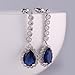 GULICX Luxury Teardrop Dangling Earrings Drops Blue Silver Tone Sapphire Color Cubic Zirconia Crystal
