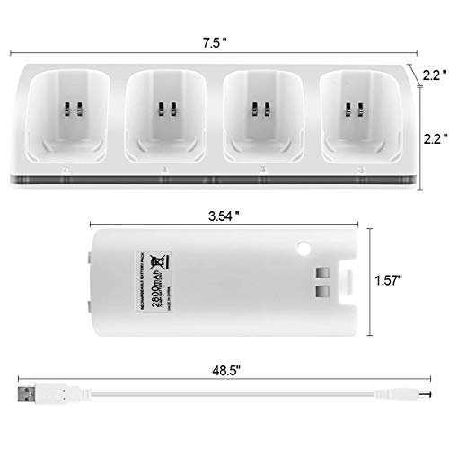 6 Wii+Controller+Rechargeable+Batteries+Controller+White+Nintendo