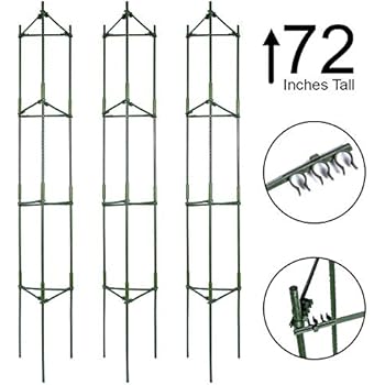 K-Brands Tomato Cage - Plant Stakes and Support with Clips (3 Pack - Upto 72 inches Tall)