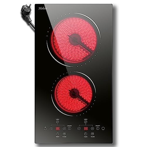 Glaskeramikkochfeld 2 Zonen mit Stecker, Einbau Tragbar Kochfelder 30cm