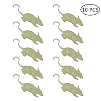 Hocai 10 Pieces Glow in The Dark Fake Rat Night Light Illusion Luminous Realistic Plastic Fake Mouse Fake Mice Spooky Rats for Halloween Trick Toys Decoration Supplies (Green)