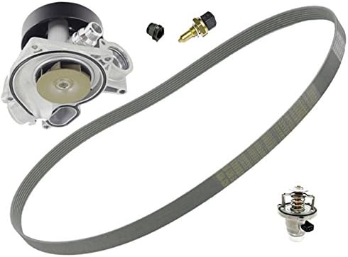 for BMW 8cyl (08-14) GEBA Coolant Pump +Belt +105c Thermostat