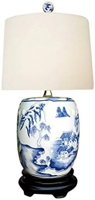 Blue and White Blue Willow Porcelain Vase Table Lamp 27"