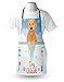 Ambesonne Golden Retriever Apron, Dog Washing in Bathtub Cartoon Foam and Soap Hygiene, Unisex Kitchen Bib Apron with Adjustable Neck for Cooking Baking Gardening, Pale Blue Pale Orange Coral