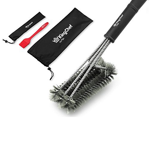 BBQ Grill Brush Cleaner, FREE Silicone Basting Brush, Best Barbecue Grilling Tools And Accessory By King Chef