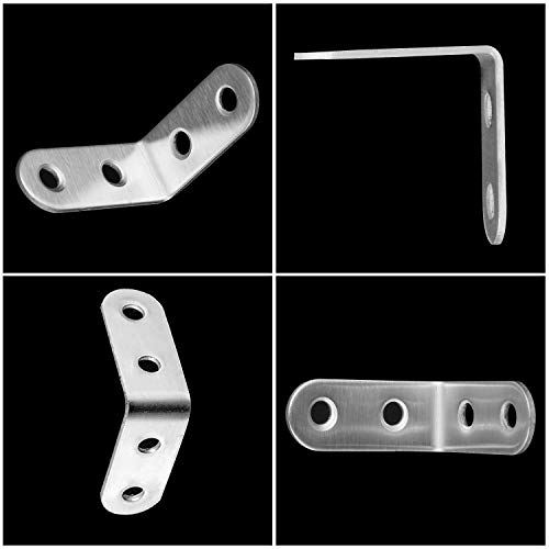 Winkelverbinder 90 Grad Winkel Klammern L-Form Rechtwinkliges Edelstahl Ecke Klammer Möbel Winkel Mit Screws für Tabelle Stuhl Bücherregal 20 Stücke Silver 40 * 40mm – Bild 2