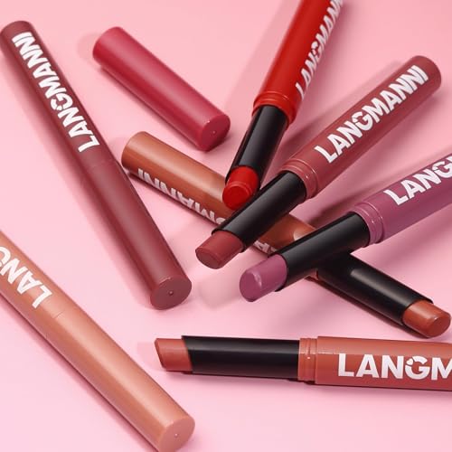 LBOYLOVE® 12 Pcs Velvet Matte Nude Lipstick Set for Women, Retractable High Pigmented Long-Lasting Waterproof Lipstick, Soft Dark Color Lip Makeup Gift Kit