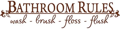 Brown 5.5" x 22" Bathroom Rules Wash Brush Floss Flush Quote Saying Wall Sticker Home Decal Decor for Bathroom