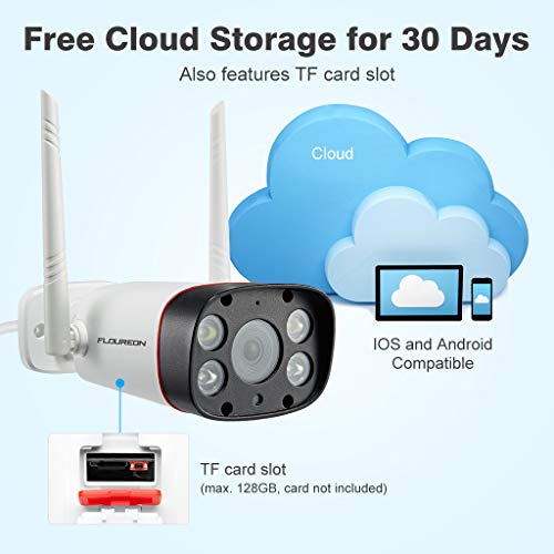 floureon Dual Light IP Wireless Bullet Security Camera 1080P Motion Detection IR Night Vision WiFi 2-Way Audio IP66 for Outdoor Security