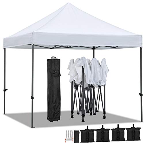 Photo 1 of (used)(incomplete) YAHEETECH 10x10ft Commercial POP UP Canopy Tent Portable Shade Instant Folding Canopy with Wheeled Carry Bag