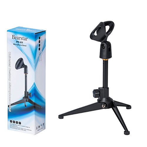 image for Bearstar Universal Adjustable Desk Microphone Stand Portable Foldable 