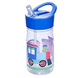 Wildkin 96079 16oz Water Bottle, BPA-Free, Features Flip Straw and Top Carrying Handle, Perfect for Promoting Hydration On-The-Go, Olive Kids Design - Trains, Planes, Trucks, 1, Planes & Trucks