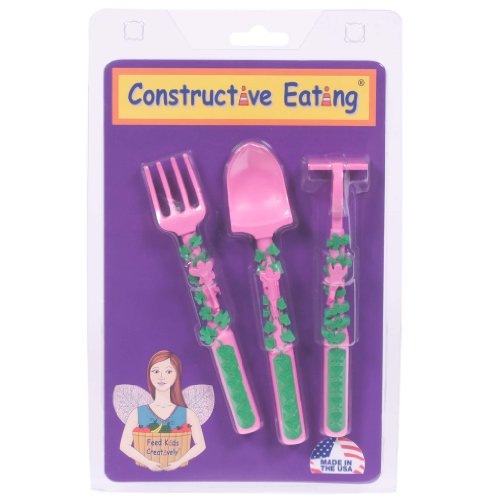 Constructive Eating - Garden Fairy Combo with Utensil Set, Plate, and Placemat
