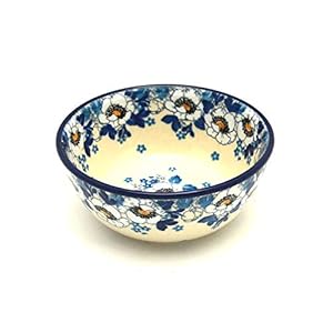 Polish Pottery Bowl – Ice Cream/Dessert – White Poppy
