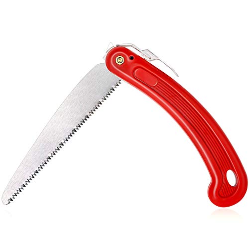 Folding Hand Saw (Sharp Mini) for Pruning Trees Branches Hunting Camping Bushcraft Survival Wood Bone PVC, 7" Carbon Steel Japanese Blade, Efficient Smoother Cut, Safety Lock, Non Slip Handle