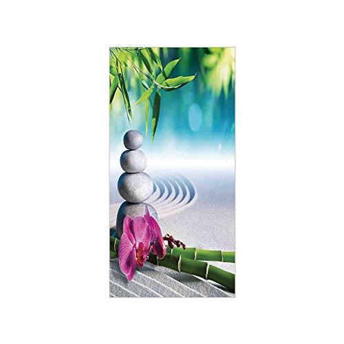 3D Decorative Film Privacy Window Film No Glue,Spa Decor,Sand Orchid and Massage Stones in Zen Garden Sunny Day Meditation,for Home&Office