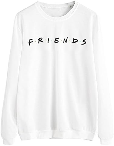 LAUWEE Women’s Casual Loose Top Cotton Friends Letters Print Pullover Sweatshirt