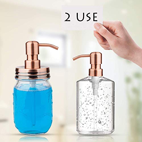 KEEGH Lotion Dispenser Lids,Mason Jar Soap Dispenser Replacement Pump Made of Rust Proof Stainless Steel,Bathroom Kitchen Accessories (Red Copper) - Thumbnail 4