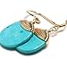 Natural Stone Wire Wrap Dangle Drop Earrings Gold Plated 925 Sterling Silver Hook/Turquoise Round Cut
