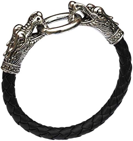 XIAOHA Men'S Bracelet Leather Tibetan Silver Men Bracelet Titanium Fashion Male Vintage Accessories Dragon Bracelet Men Jewelry
