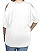 ALLEGRACE Women Plus Size Tops V Neck Short Sleeve Batwing Top Cold Shoulder T Shirt White 3X