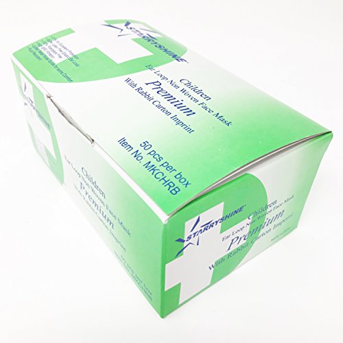 100 PCS (2 BX) 3-Ply Premium Children Rabbit Cartoon Print Design Earloop Face Masks, Medical Grade With Bacterial Filtration Efficiency (BFE) Rating Over 99% (Rabbit) - Thumbnail 6