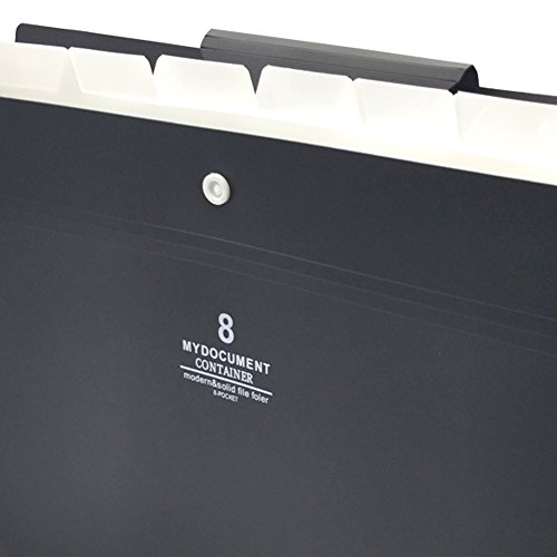 A4 Expanding File Folder, Multiple-Pocket, Document Organizer, With Blank Label Tab, Snap Button Closure, Waterproof, Durable, Colorful (8-Pockets (black & White))