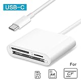 GOLDFOX USB-C SD Card Reader, 3-in-1 SD TF/Micro SD CF Card Reader, USB C Memory Card Reader, Type C OTG Reader Adapter for MacBook, MacBook Pro/Air, iPad Pro 2018, Galaxy S10/S9, Android Cellphones