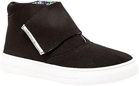 High Top Sneaker Casual Women Shoes With Velcro Fold Over Strap Ribbed collar
