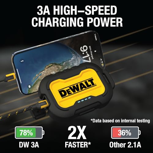 DEWALT Cargador portátil, Power Bank, batería de 10.000 mAh con Puerto USB-C para iPhone 15/15 Plus/15 Pro/15 Pro MAX, iPhone 14/13, Samsung Galaxy.