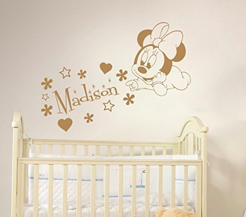 Minnie Mouse Name Wall Decal Vinyl Decals Sticker Custom Name Decals Personalized Baby Girl Name Decor Bedroom Nursery Baby Room Decor x71
